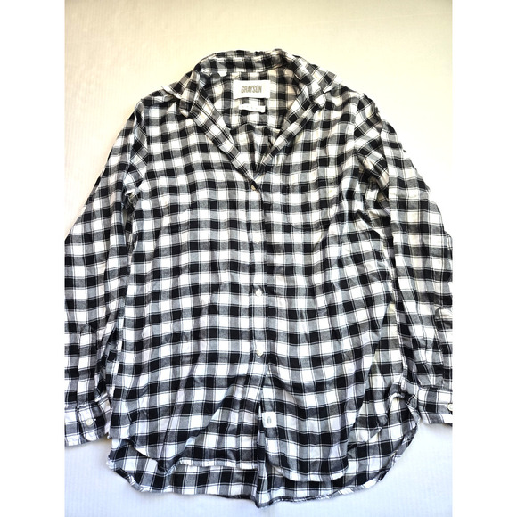 Grayson Button Down Size 3 Black White Plaid Soft Flannel Long Sleeve Shirt - Picture 1 of 15